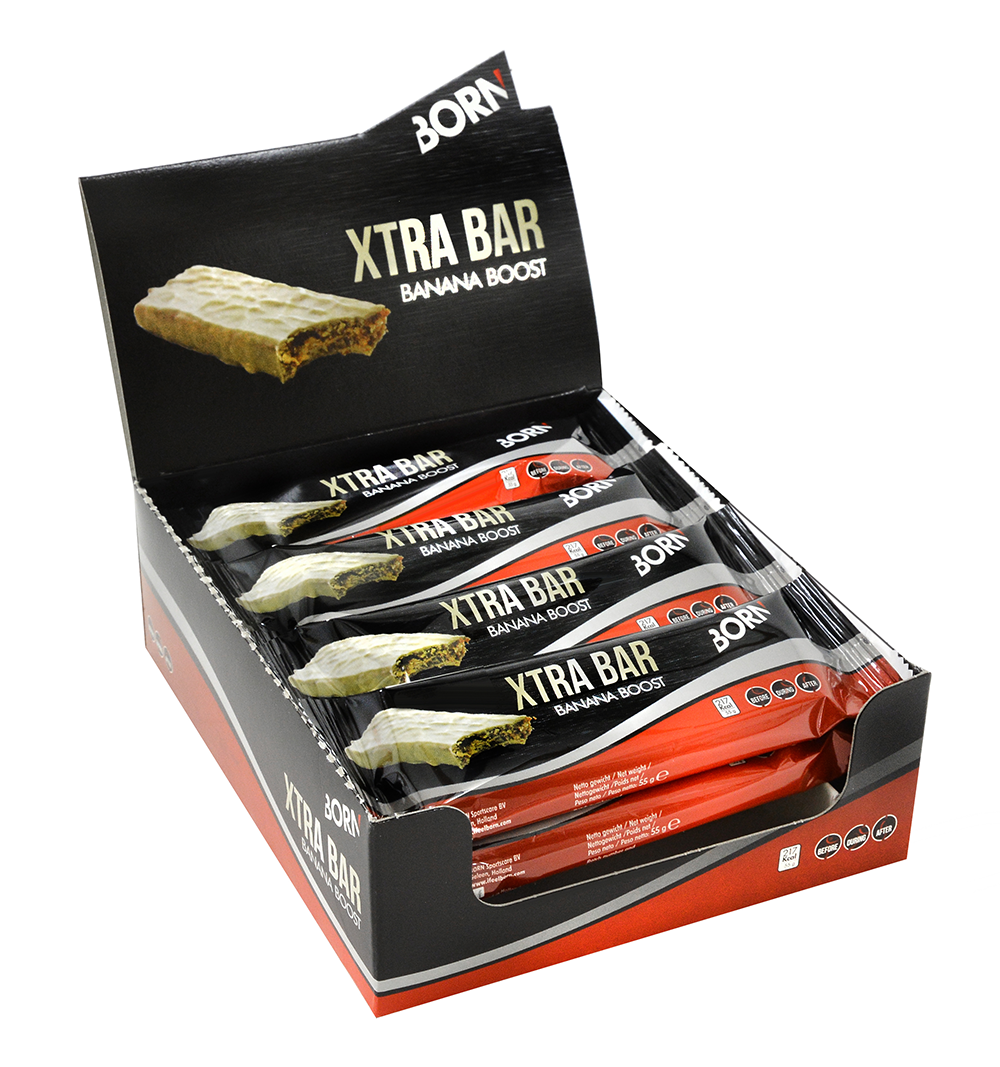 Aanbieding Born Xtra Bar Banana Boost - 12 x 55 gram 1